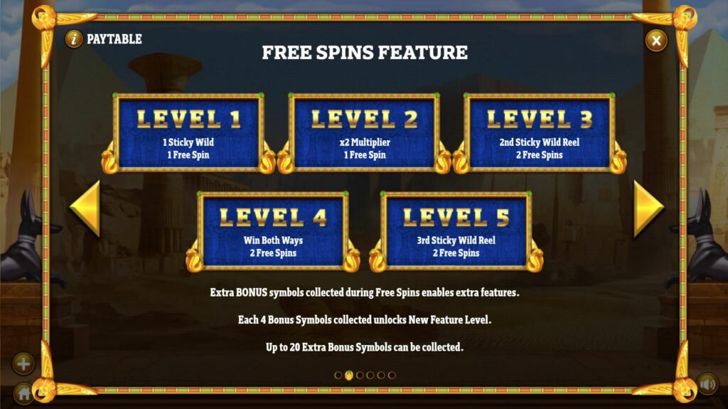 Cleopatra’s Fortune Free Spins Paytable